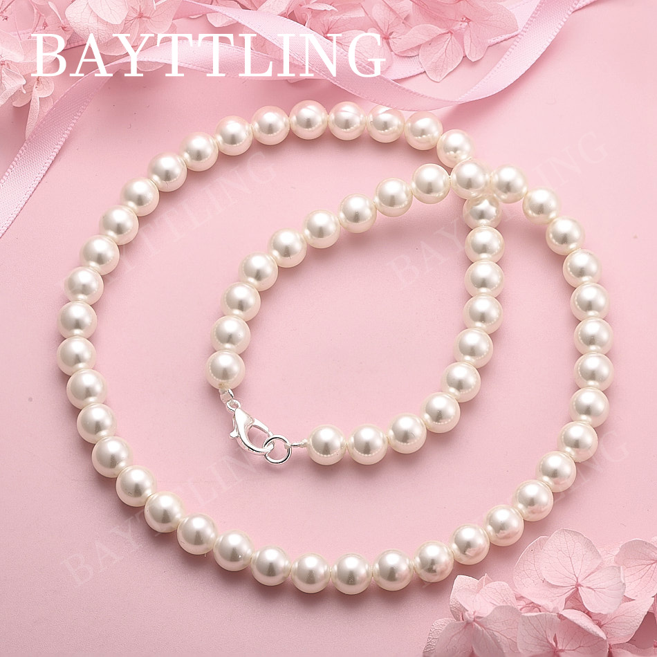 Pearl Trim Chain - 925 Ayar Gümüş, Şık İnci Kolye,