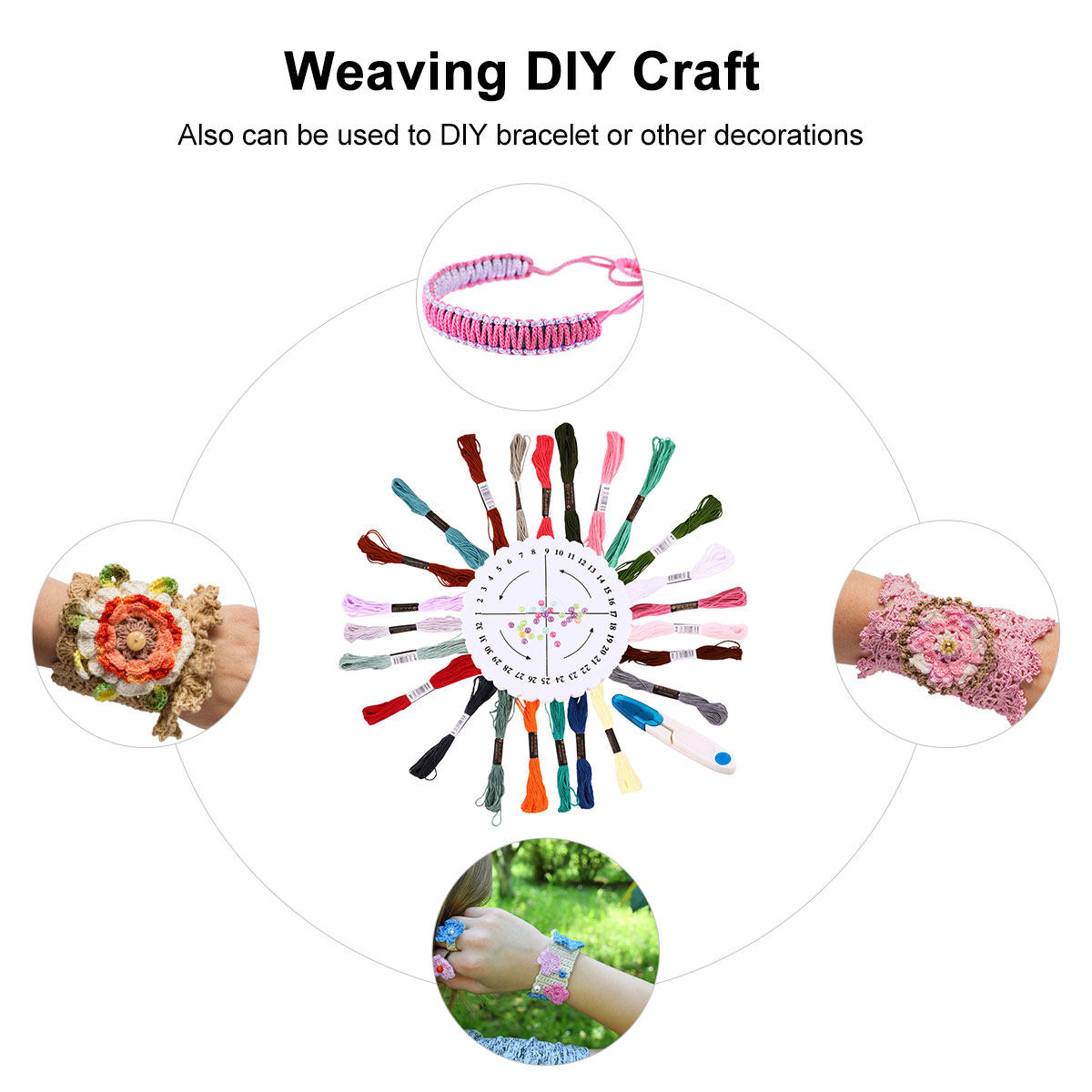 Embroidery Craft - Dostluk Bilekliği Yapım Seti, 24 Renkli