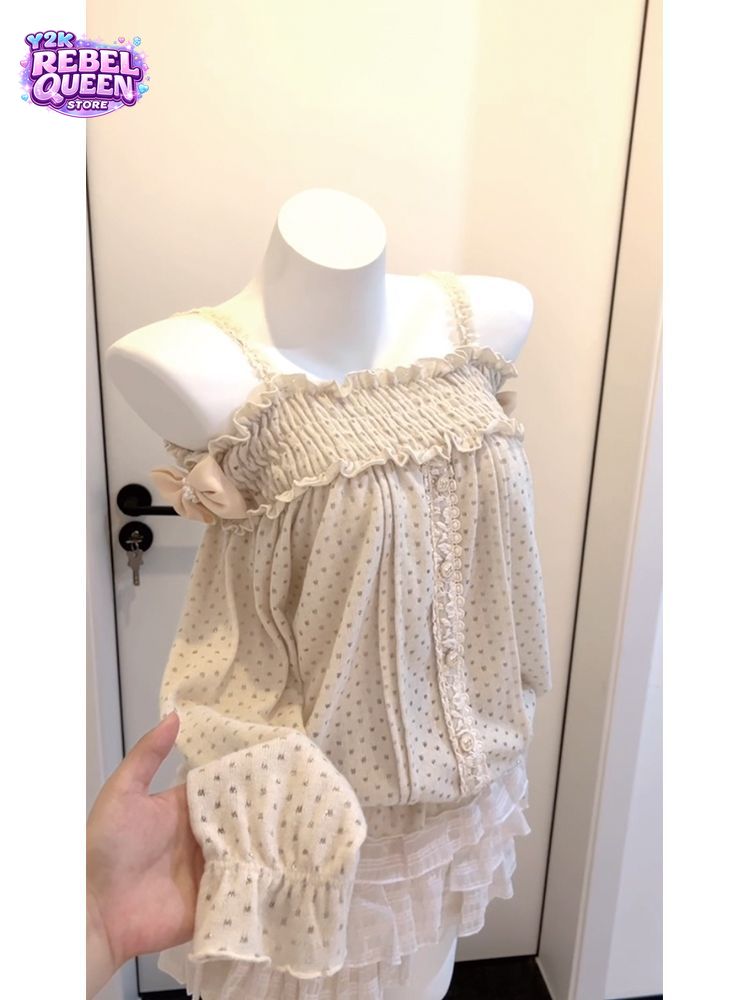 Elastic Lace Trim - Tatlı Japon Vintage Mini Etek Takımı